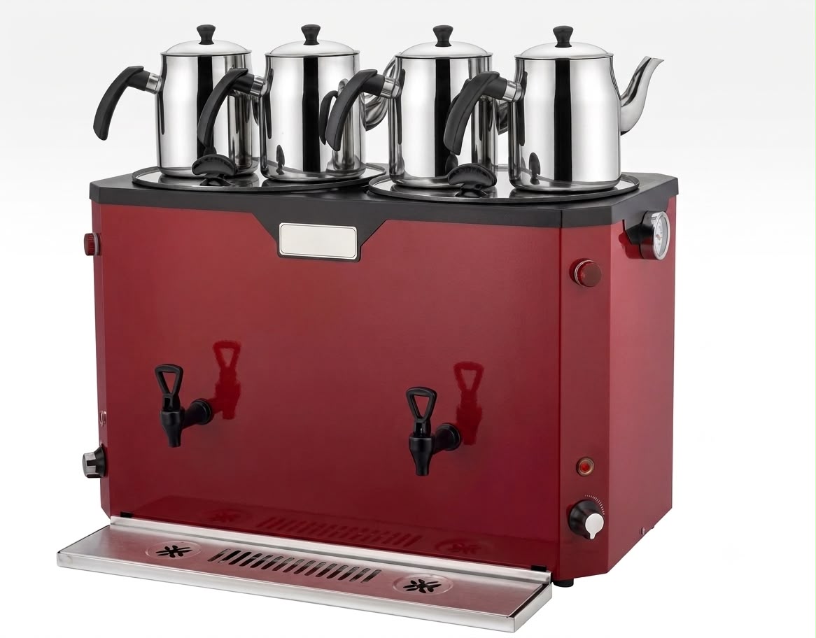 Üret ENV4 Novo Eko Çay Semaveri 4 Demlikli 22+22 Litre Profesyonel Çay Kazanı